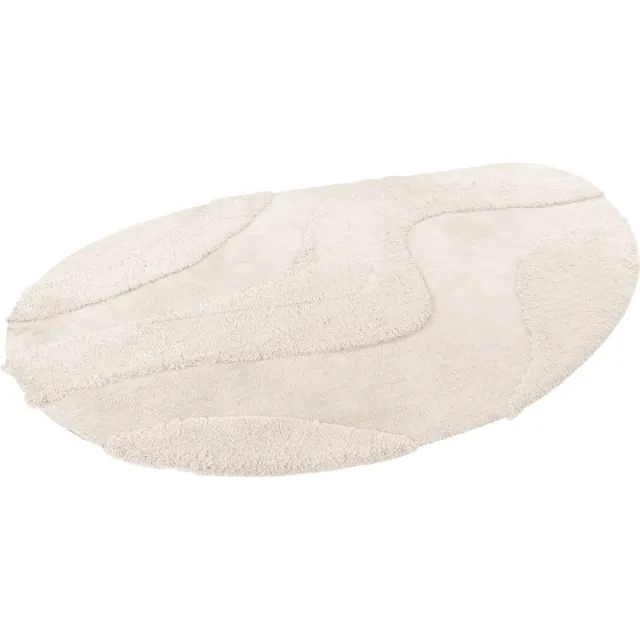Lalee Milano Recycled Vloerkleed organische vorm organic hoog laag 3d Hoogpolig scandinavisch shaggy super zacht effen karpet ivoor gebroken wit