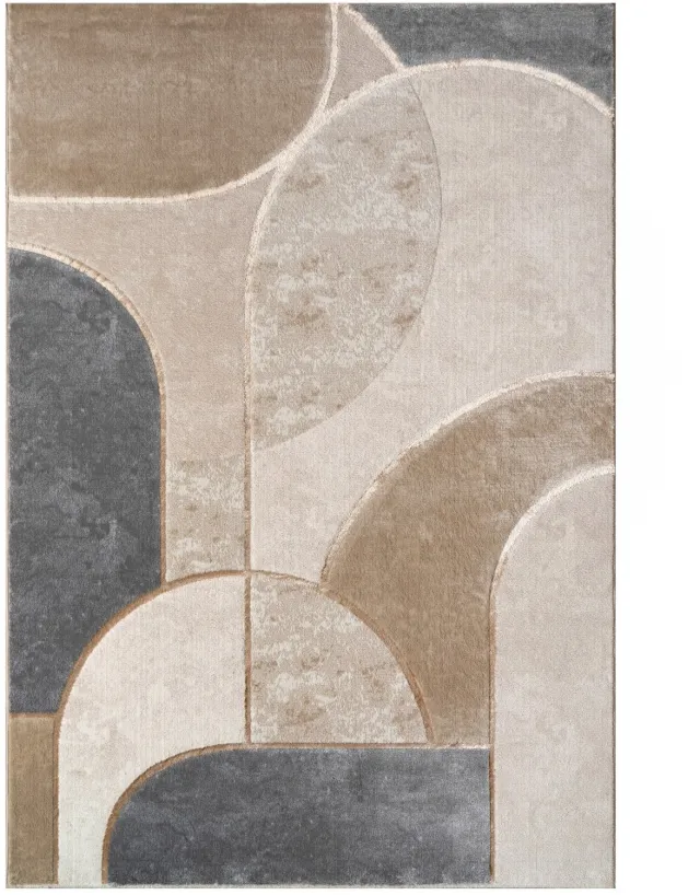 TT Home Laagpolig vloerkleed - Boogmotief - Grijs - 80 x 300 cm grau