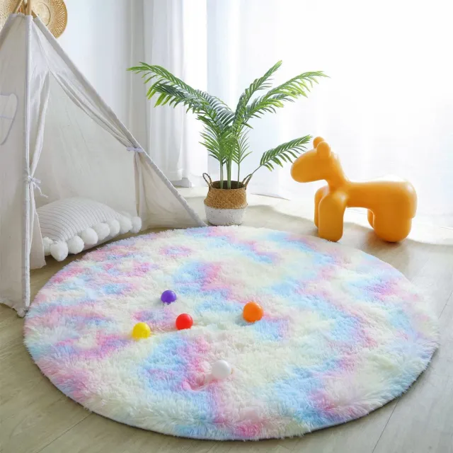 Ibenzoa Rond en kleurrijk vloerkleed van zachte kunstvezels voor diverse ruimtes, 120 x 120 cm multi