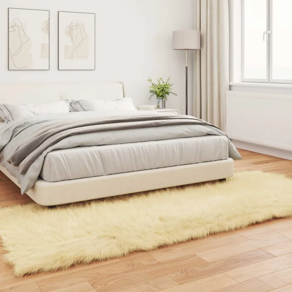 vidaXL Tapijt van imitatie TAFALLA Crèmekleurig 80 x 250 cm Polyester, foto 3