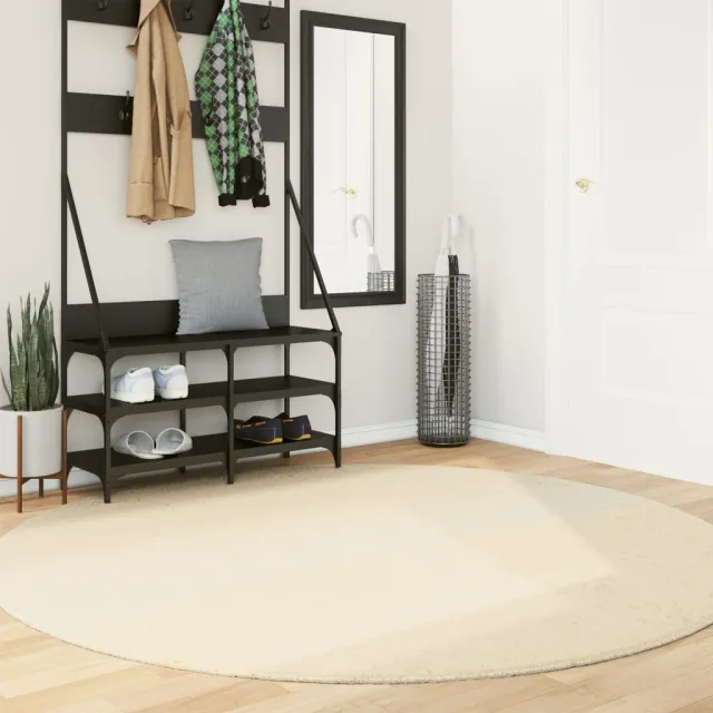 vidaXL Vloerkleed HUARTE laagpolig zacht wasbaar Ø 200 cm crème