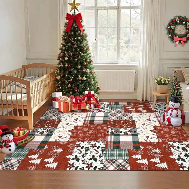 Triumpunpre Kerst Vloerkleed Geruit 120x170 cm - Rood Geruite Kersttapijt met Antislip Onderkant - Zacht Wasbaar voor de Woonkamer