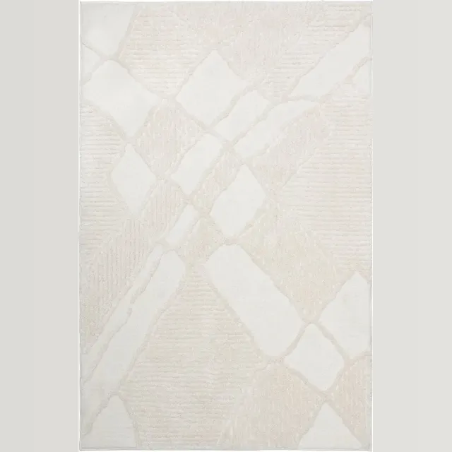 TESSO LIVING Modern Hoogpolig Vloerkleed – 80 x 150 cm – Nordic Wit – Premium Woonkamer Tapijt – Japans Boho Scandi Design – Zacht en Warm, Ideaal voor de Slaapkamer