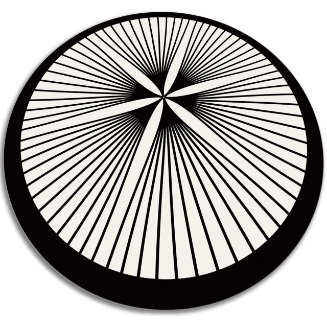 TULUP Vinyl Tapijt - Floristische lijnen Vinylmat - 140 cm - Zwart PVC Floor Mat - Ronde PVC Vloer Mat - Kantoortapijt - Haltapijt Zwart Floristische lijnen