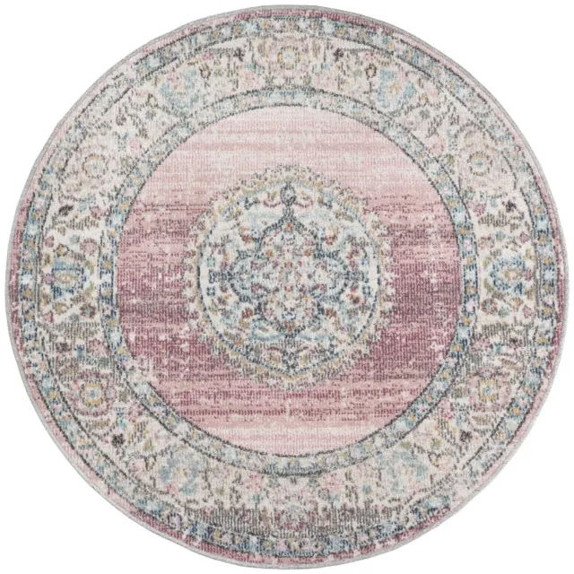 TapisTrend Designer tapijt Roze Vintage oosters binnen - buitenkleed met bloemenmedaillon voor woonkamer, terras en balkon