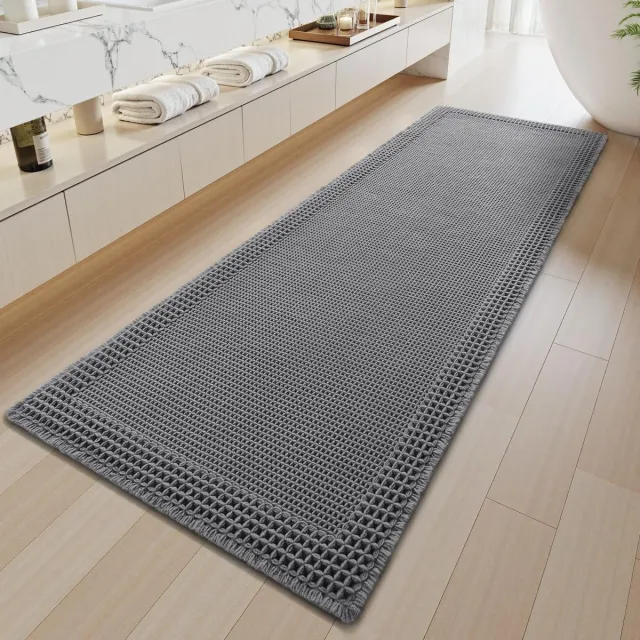 SIXHOME Vloerkleed - Zacht Antislip Wasbaar - Voor Hal Keuken Woonkamer - Donkergrijs 40 x 60 cm Meanderende donkergrijs