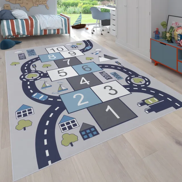 flycarpets Kindervloerkleed - Binola - Hinkelen - Grijs
