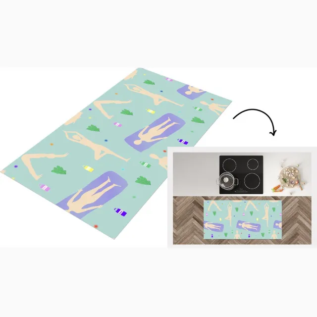 KitchenYeah Keukenloper - Loper keuken - Yoga - Patronen - Zen - 120x60 cm - Keukenloper vinyl Multicolor