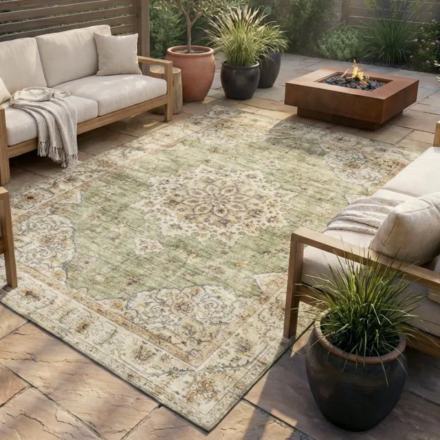 Fraai Vintage buitenkleed - Santo Medaillon Groen - 160x230cm