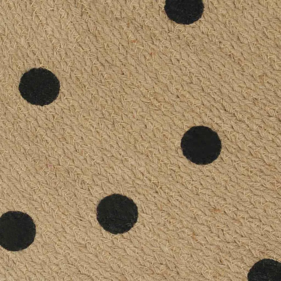 vidaXL Vloerkleed handgemaakt met print polkadot 120 cm jute zwart, foto 2