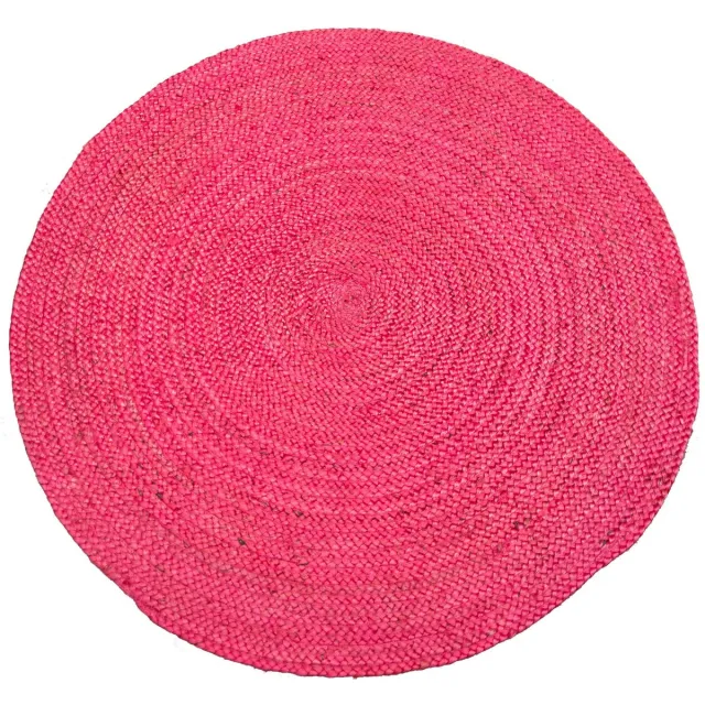 Rocaflor vloerkleed-jute-rond-roze-fuchsia-ø120cm