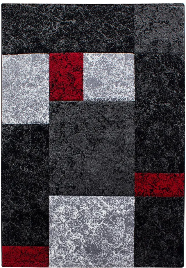 Ayyildiz Laagpolig vloerkleed, geruit patroon, rood, woonkamerkleed, jute achterkant