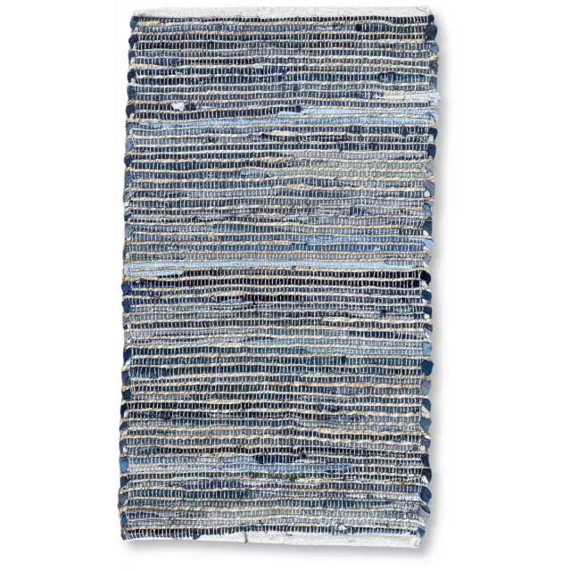 Ancient Wisdom Kleine Jute en Gerecycled Katoen Tapijt - Blauw