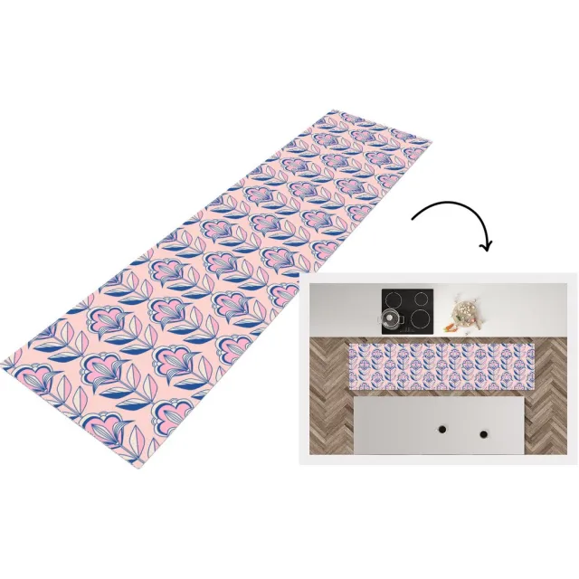 KitchenYeah Keukenloper - Keukenmat vinyl Retro - Design - Bloemen - Keukenmatten loper - Keuken vloerkleed tapijt