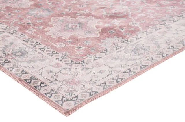 Vercai Rugs Fenix Collectie - Laagpolig Vloerkleed - Modern Tapijt met Vintage Ontwerp - Chenille - Roze