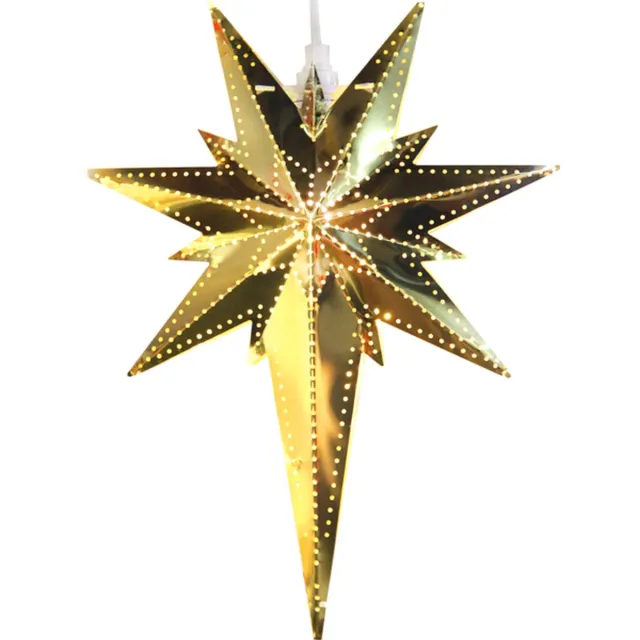Star Trading Asymmetrische metalen ster 'Betlehem' met E14-fitting, elektrisch aangedreven, messing, H 35 cm Brass