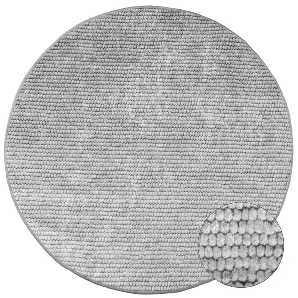 vidaXL Vloerkleed Grijs Ø 120 cm 100% Polyester 3 mm Wasbaar