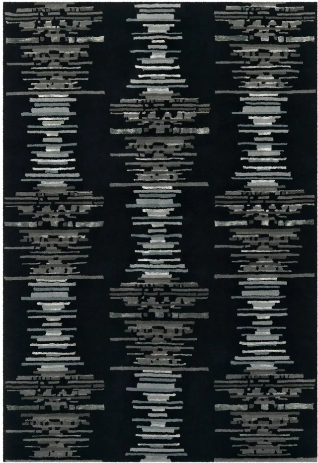 Padiro design laagpolig vloerkleed 120 x 180 cm - donkergrijs - modern abstract ontwerp - voor vloerverwarming - van wol, viscose en katoen