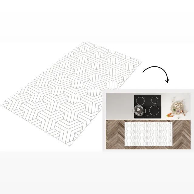 KitchenYeah Keukenloper - Loper keuken - Patronen - Abstract - Zwart - Wit - Geometrie - Keukenloper vinyl Multicolor