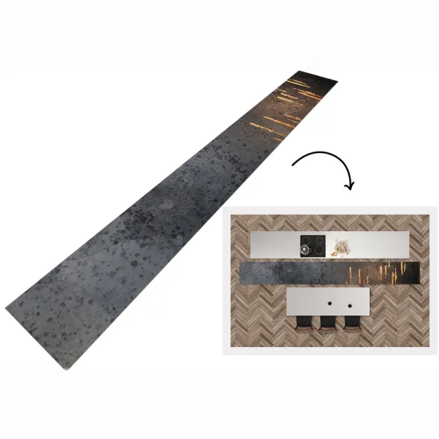 KitchenYeah Keukenloper - Loper keuken - Abstract - Goud - Design - 400x50 cm - Keukenloper vinyl Multicolor