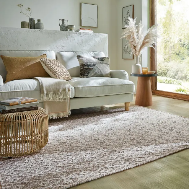 flycarpets Laagpolig vloerkleed Dream - Handgeweven - Wol - Naturel