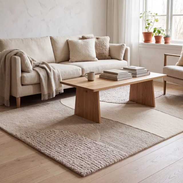 Acsento Bergen Vloerkleed - Beige,Ivoor - Rechthoekig - Wol - Woonkamer, Slaapkamer - Abstract - Scandinavisch, Modern