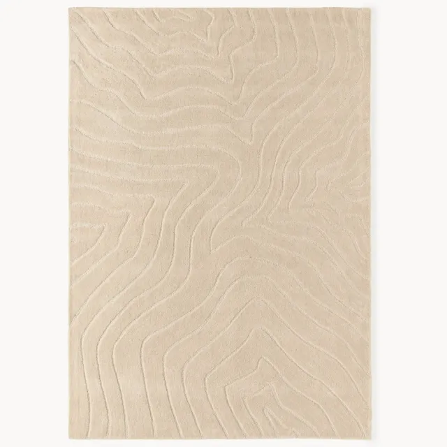 Westwing Collection Handgetuft hoog-laag wollen vloerkleed Aaron Beige