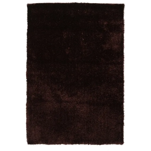 Padiro knus hoogpolig vloerkleed - donkerbruin - modern effen ontwerp - voor vloerverwarming - van polyester en katoen