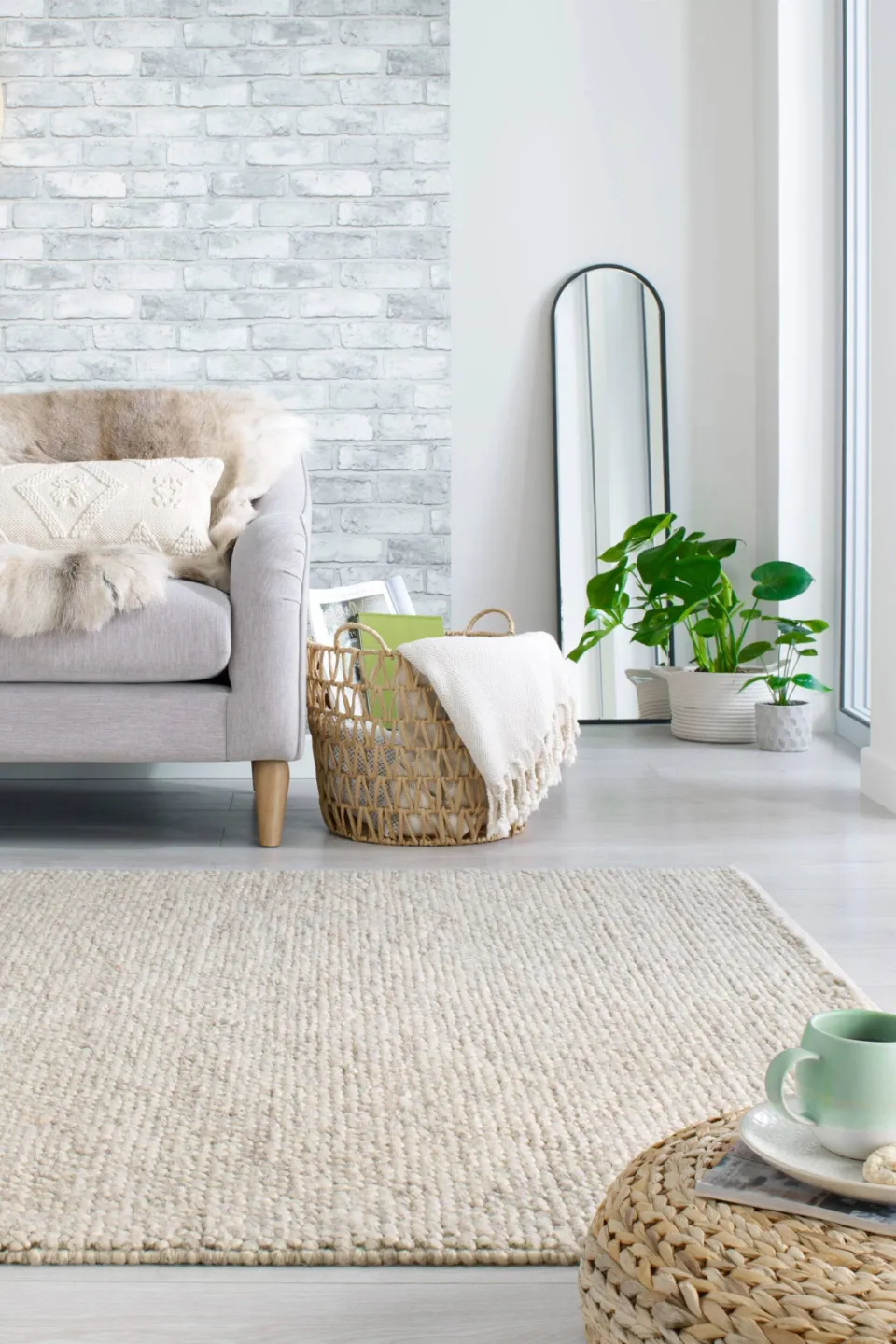 Flair Rugs Minerals wollen vloerkleed beige, foto 2