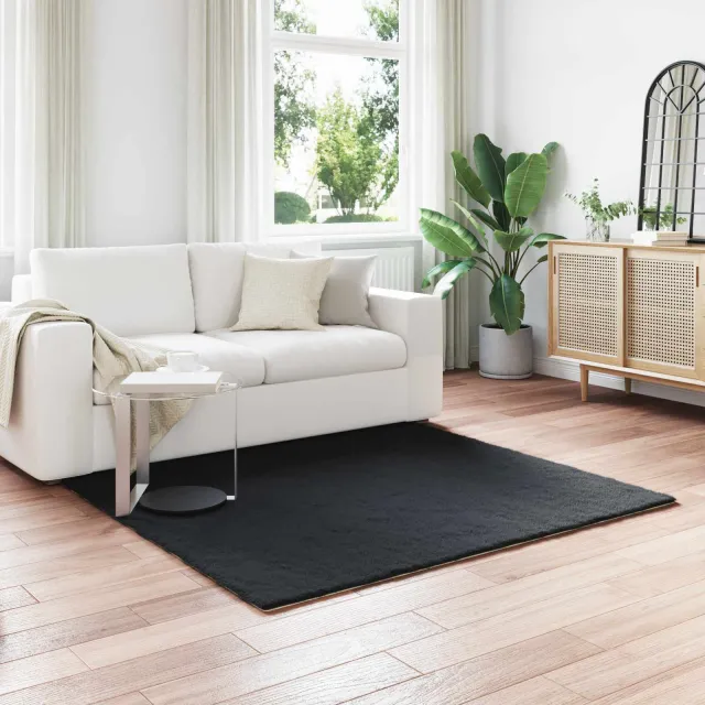 vidaXL Tapijt van imitatie TAFALLA Zwart 120 x 120 cm Polyester, foto 2