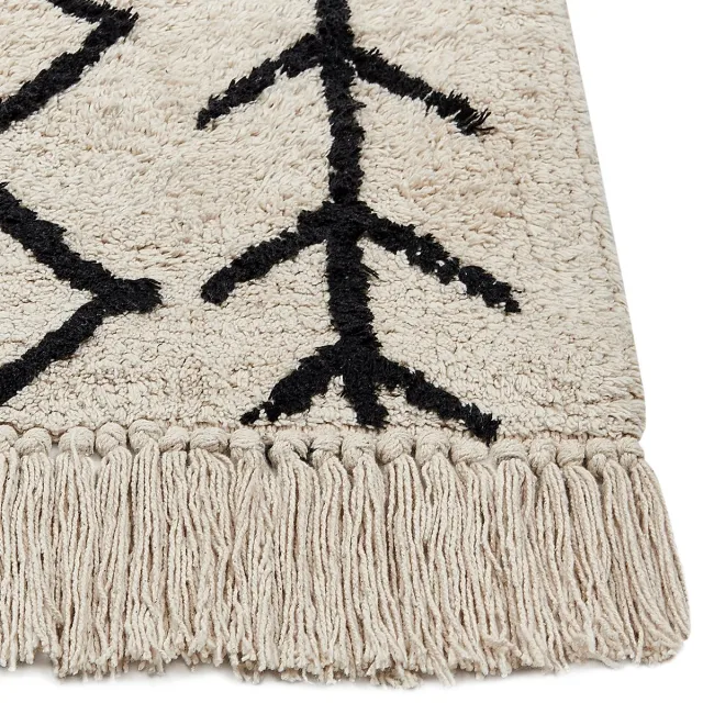 Beliani BOZKIR - Laagpolig vloerkleed - Beige - Katoen