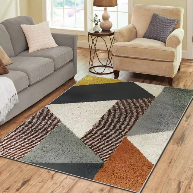 Zeo Wood Vloerkleed - Tapijt Woonkamer - Vloerkleed 160*230 cm - Anti Slip - Machinewasbaar Moderne Vlakken