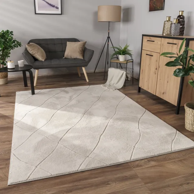 flycarpets Laagpolig Modern Vloerkleed Utrilia - Creme