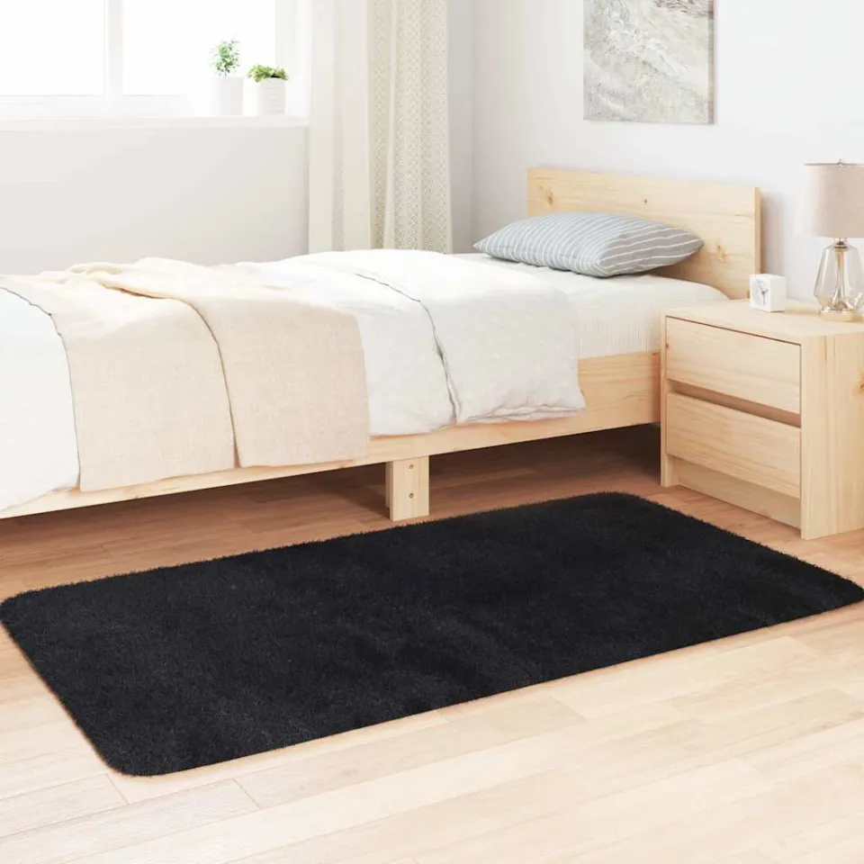 vidaXL Hoogpolig vloerkleed NAVARRA 80x150 cm polyester zwart, foto 3