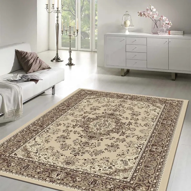 Muratap Nain Klassiek Medaillon - Laagpolig Oosters Vloerkleed - Vintage Tapijt - Creme- 280x380CM