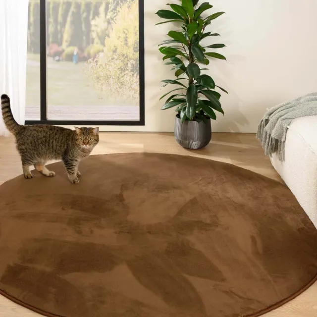 Tapeso Rond zacht vloerkleed - Plush bruin 160