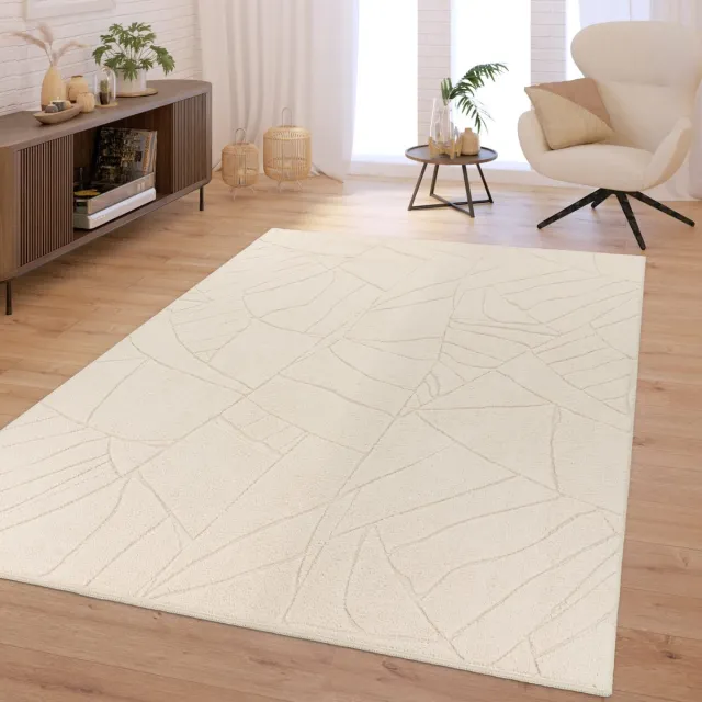 TT Home Woonkamer tapijt slaapkamer hoogpolig zacht wasbaar effen 3D look modern 80 x 150 cm Rond 80 x 150 cm Rond beige