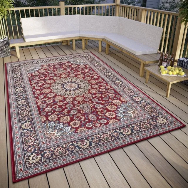 flycarpets Flair Binnen & Buitenkleed Vloerkleed Kadi Oosters Motief - Rood / Blauw