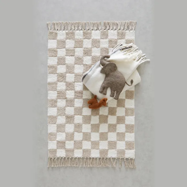 NOUS Kids kindervloerkleed Checker board beige, foto 2