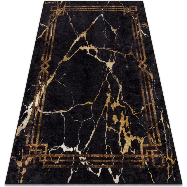 RUGSX Kleden Rugsx MIRO 51333.801 tapijt wasbaar marmer, kader antisl 160x220 cm Zwart