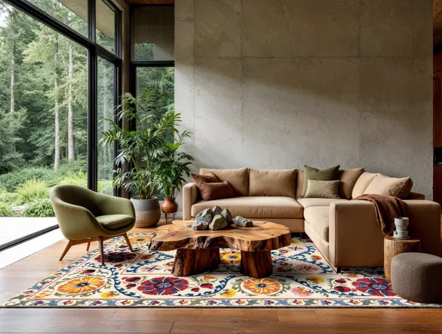Louis de Poortere Wasbaar Binnen & Buiten Vloerkleed - 240 x 340 cm - Louis De Poortere Suzani Origine - Laagpolig Tapijt - Gerecycled PET - Made in Belgium - Circulair Geel