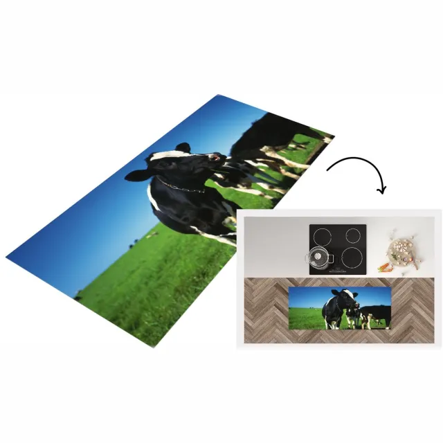 KitchenYeah Keukenloper - Loper keuken - Koeien - Gras - Dieren - Keukenloper vinyl Multicolor