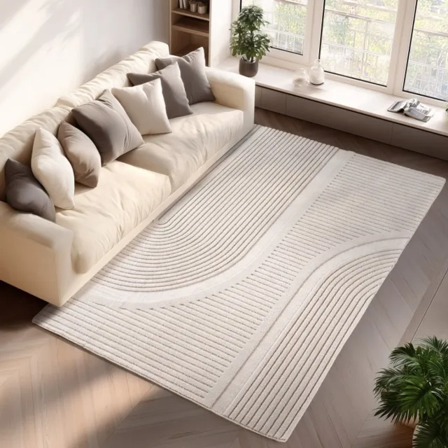 TapisTrend Designer tapijt Room 240x340 cm Binnenkleed, 3D-stijl, crèmekleur, voor woonkamer en slaapkamer, duurzaam en slijtvast, platgeweven