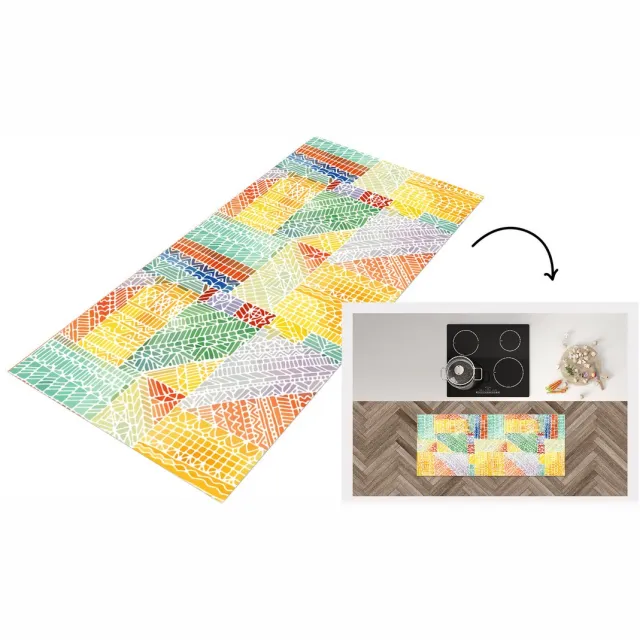 KitchenYeah Keukenloper 120x50 cm - Keukenmat vinyl Patronen - Mozaïek - Abstract - Keukenmatten loper - Keuken vloerkleed tapijt