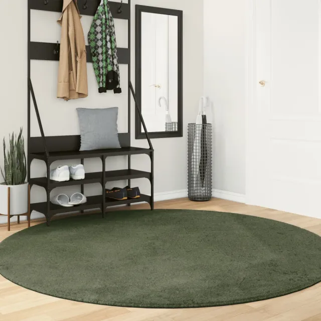 vidaXL Rug HUARTE Green Ø 200 cm 100% Polyester Plat Groen