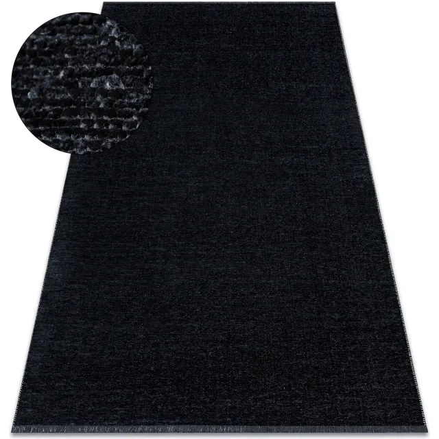 RUGSX Kleden Rugsx Tapijt FLORENCE 24021 Eenkleurig, glamour, plat ge 155x220 cm Zwart