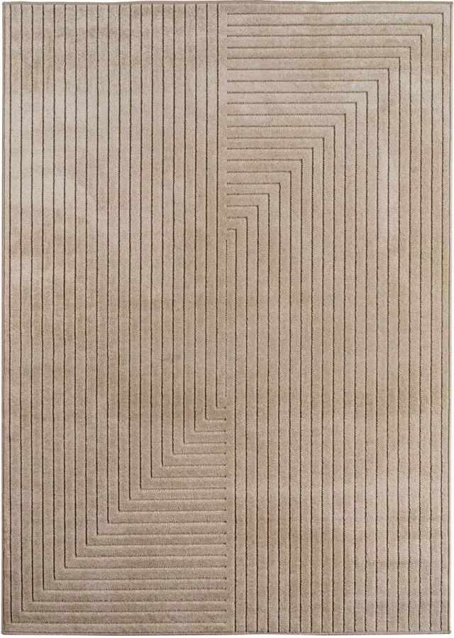 Muratap Buitenkleed NOVA – Indoor & Outdoor Vloerkleed– Japandi & Scandinavisch Design – Effen - 3D-Look - Weerbestendig & UV-proof - Beige
