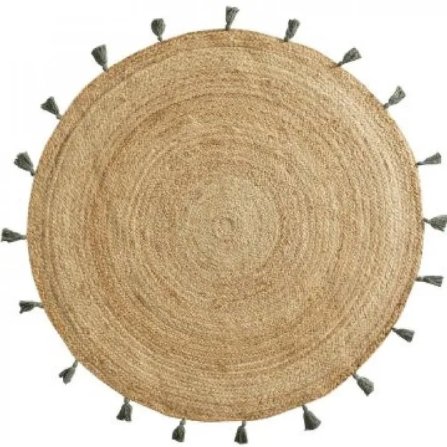 Douceur d intérieur Rond Jute Vloerkleed – Kaki/Naturel – Ø120 cm – Bohemian beige