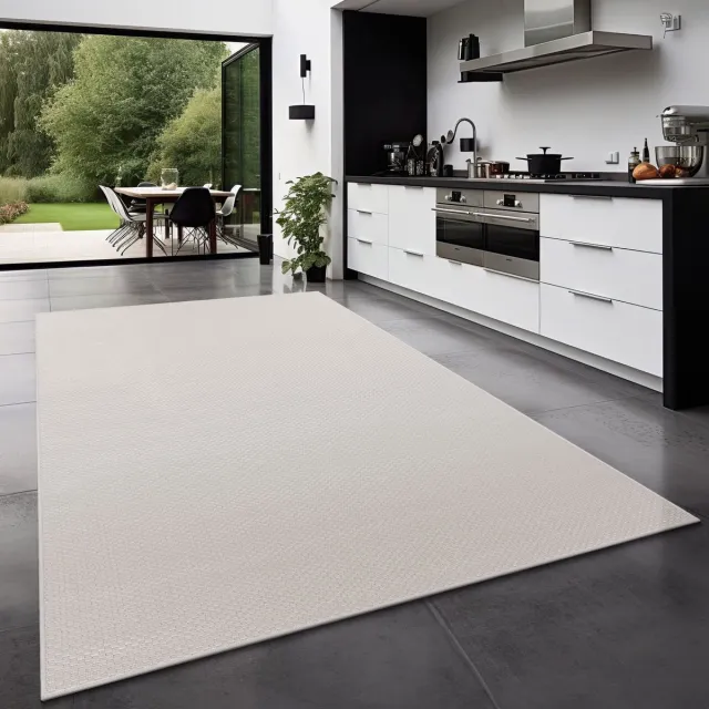 TT Home Tapijt Buiten Woonkamer Eetkamer Balkon Weerbestendig 80 x 80 cm Rechthoek 80 x 80 cm Rechthoek wit