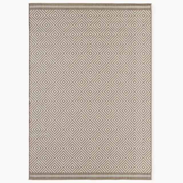 Westwing Collection Outdoor dubbelzijdig vloerkleed Reddy met ruitjesmotief